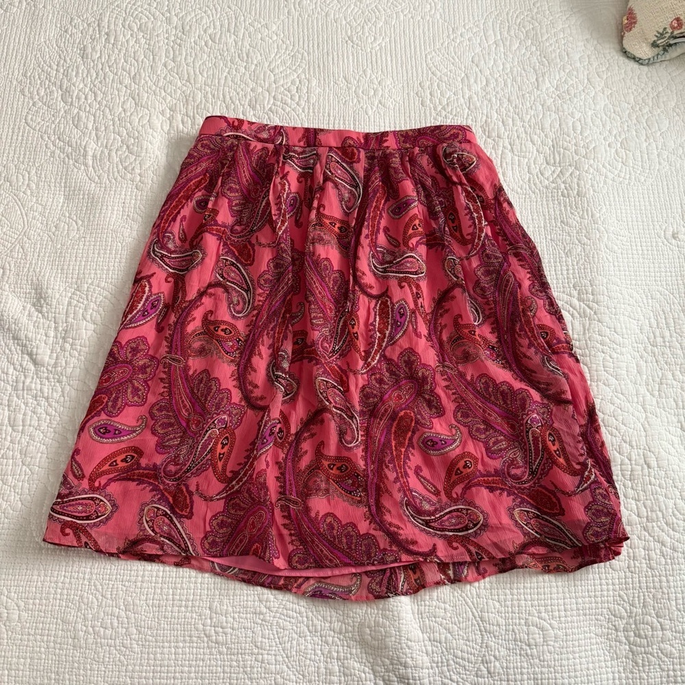 J. Crew Vibrant Pink Paisley A-Line Skirt - Picture 1 of 3